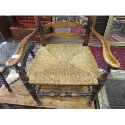 466 - Antique rush seated ladder back chair