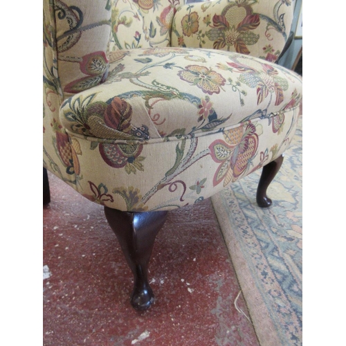 471 - Button back armchair with William Morris style upholstery