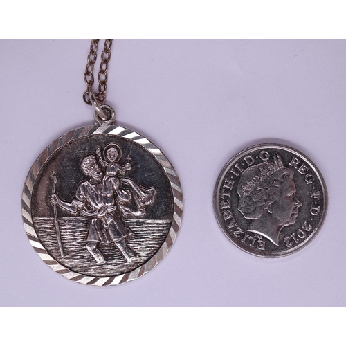 77 - Silver St. Christopher and necklace