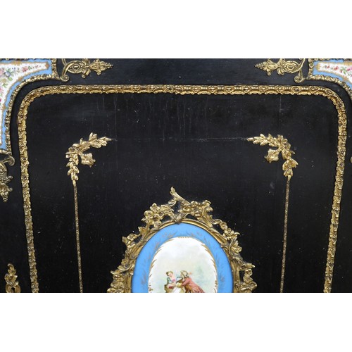 309 - Fine antique French credenza with ormolu and hand painted porcelain mounts - Approx W: 168cm  D: 41c... 