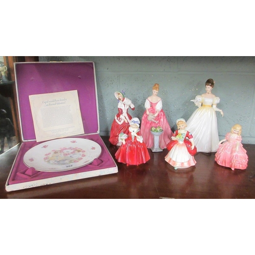 202 - Royal Doulton ladies figurines -- Kathleen, Alexandra, Rose, Lavinia, Valerie and 'Christmas Morn'. ... 