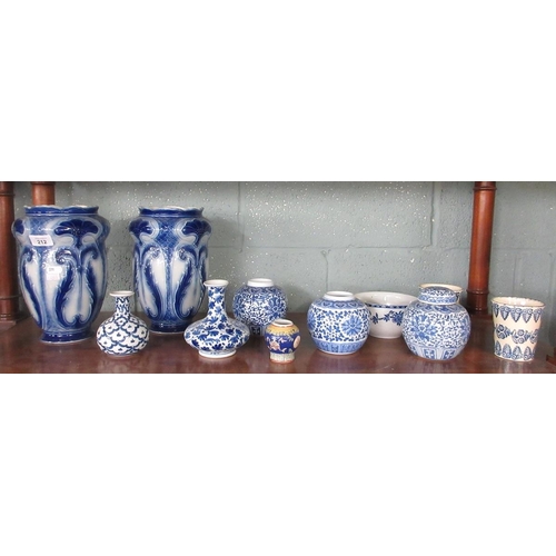 212 - Various items of blue & white china