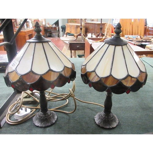 221 - Pair of Tiffany style bedside lamps