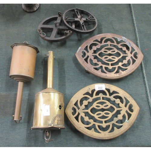 222 - 2 meat jacks together with 2 brass trivets