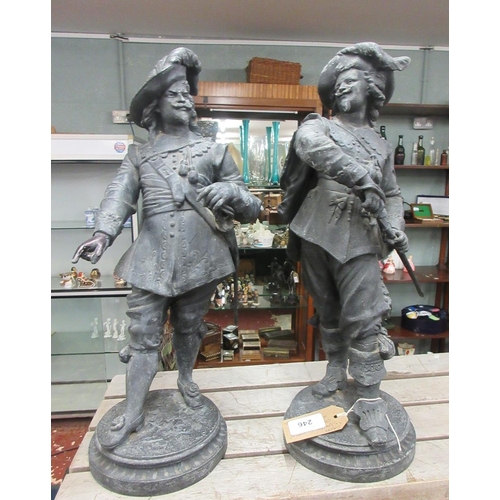 246 - 2 spelter figurines of Cavaliers - Approx Height 44cm