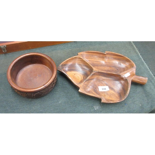 248 - Wooden bowl together with wooden entre dish