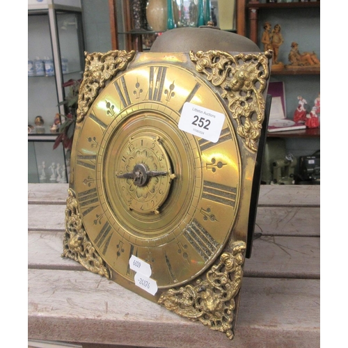 252 - Long case clock movement with brass face with pendulum