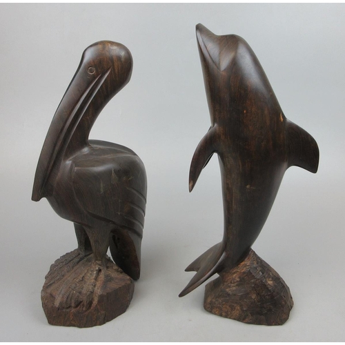 259 - 2 carved wooden animal figures