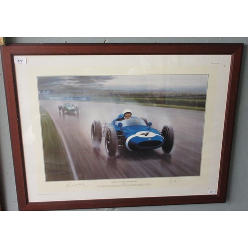 277 - Sterling Moss L/E signed print - A Moment of Triumph at Silverstone - Signed by artist Gerald Coulso... 