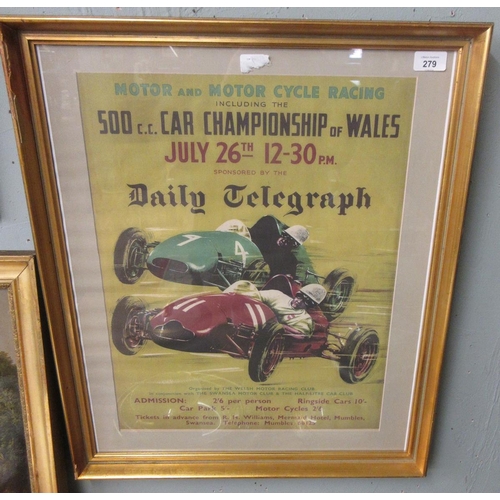 279 - 1957 Championship of Wales framed racing poster