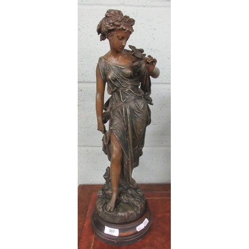 307 - French spelter painted figure 'Idyelle' - Approx height 53cm