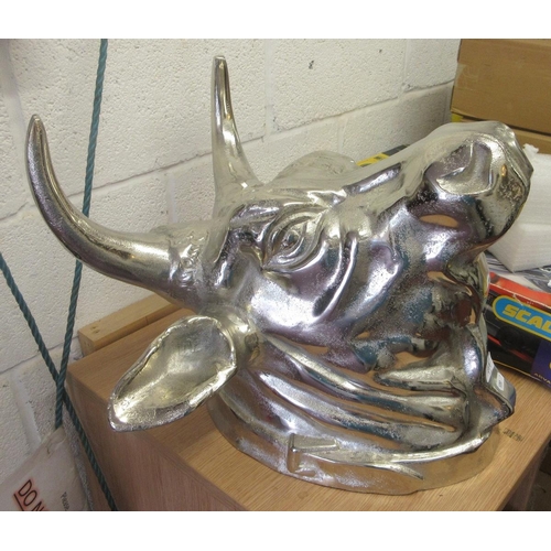 311 - Large wall hanging chrome bull's head