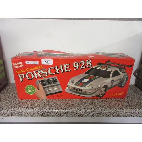 332 - Vintage Radio Shack Porsche 928 radio controlled car in original box