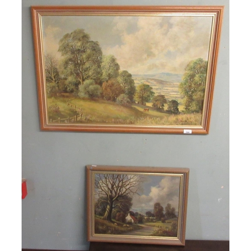 344 - 2 rural scene oil paintings on canvas by Jesse Hayden