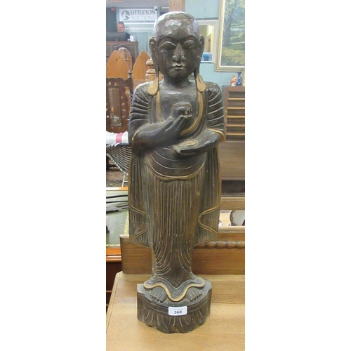 368 - Carved wood and gilt Buddha figure - Approx 60cm