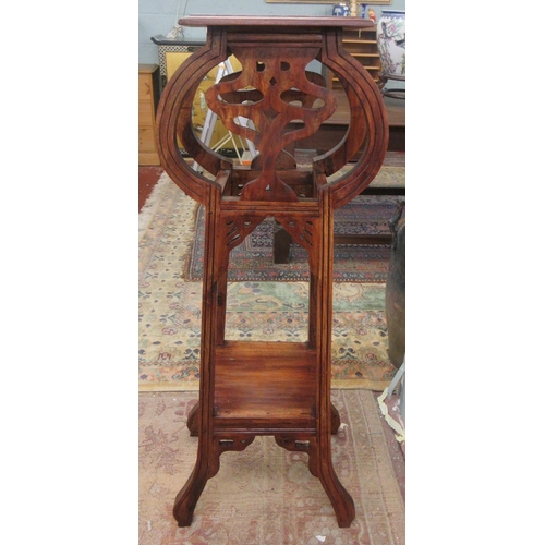 371 - Oriental style plant stand with Tree of Life carving - Approx Height 116cm