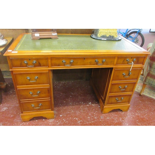 376 - Yew wood pedestal desk