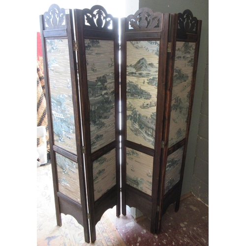 409 - Wooden room divider with inserts depicting Oriental scenes