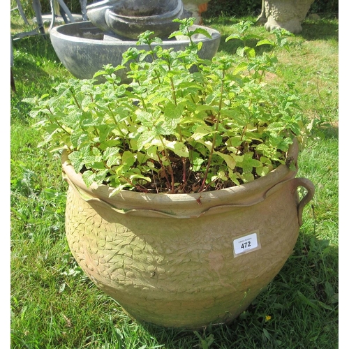 472 - Terracotta planter planted with mint