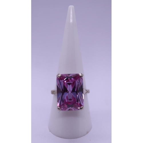 48 - Silver amethyst ring - Size Q