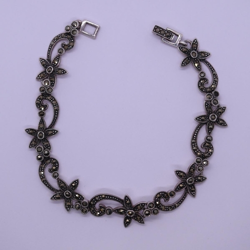 56 - Silver and marcasite bracelet