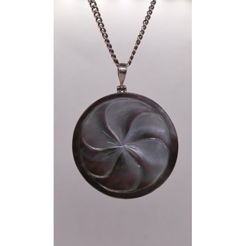 71 - Silver and mother-of-pearl pendant on silver chain