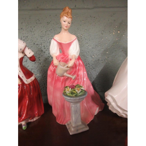 202 - Royal Doulton ladies figurines -- Kathleen, Alexandra, Rose, Lavinia, Valerie and 'Christmas Morn'. ... 