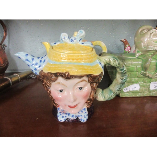 209 - Novelty teapots including Beswick Sam Weller, Dolly Varden, Humpty Dumpty and Haystack design by Lin... 