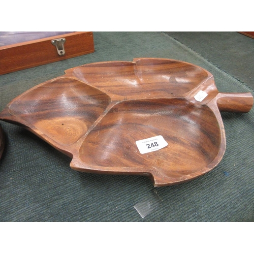 248 - Wooden bowl together with wooden entre dish