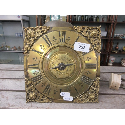 252 - Long case clock movement with brass face with pendulum