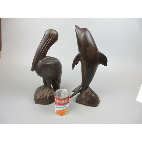 259 - 2 carved wooden animal figures