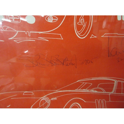 278 - Vintage Club Ferrari poster with signatures 