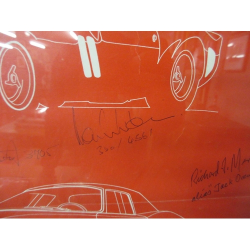 278 - Vintage Club Ferrari poster with signatures 