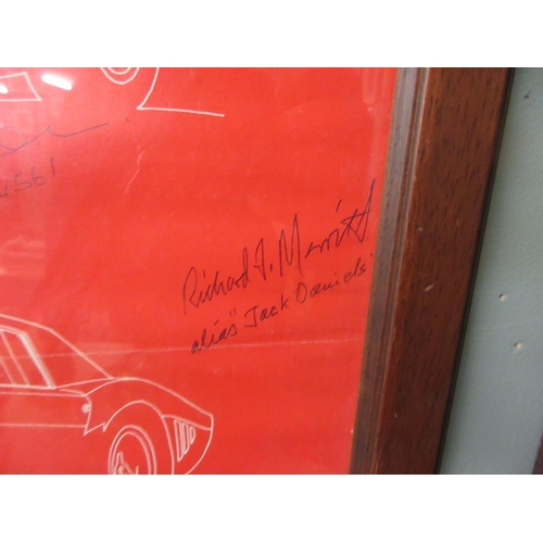 278 - Vintage Club Ferrari poster with signatures 