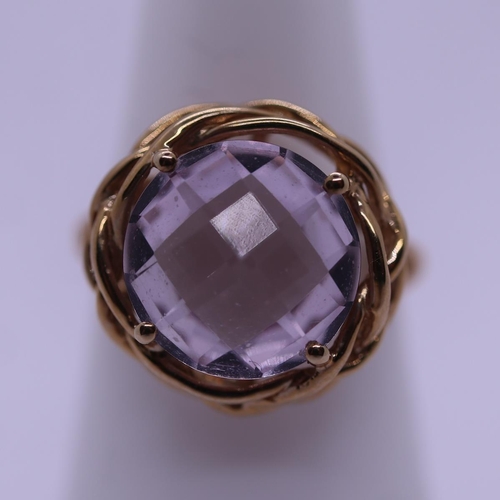 30 - 9ct gold amethyst set ring - Size N