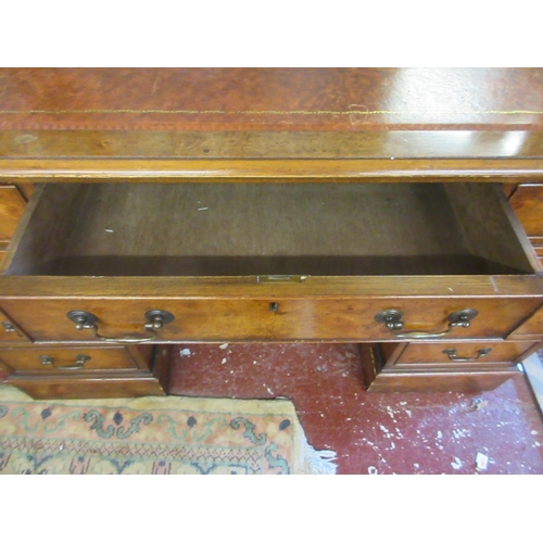 305 - Burr Walnut pedestal desk - Approx W: 121cm  D: 60cm  H: 76cm