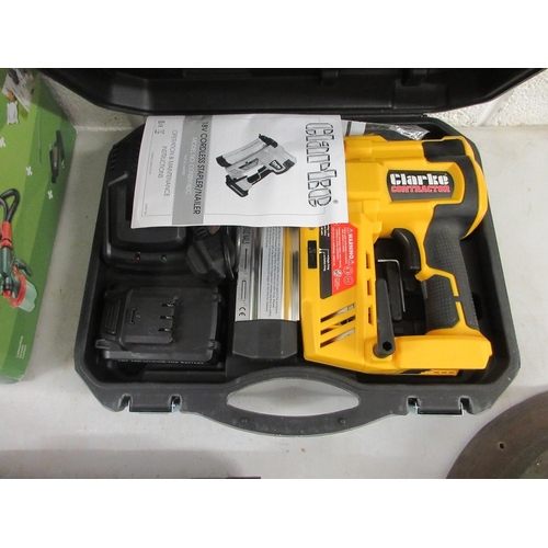 319 - Clarke 18v Nailer/stapler together with nails - Pat tested