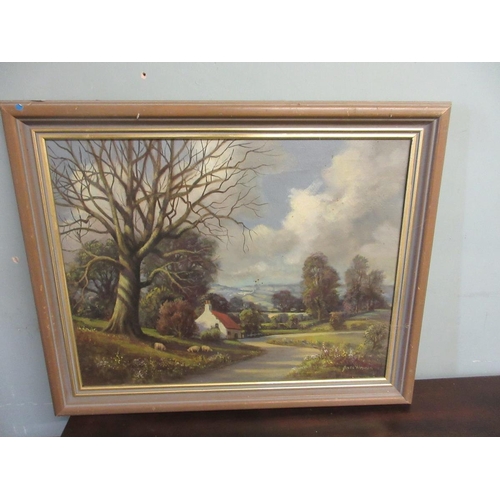 344 - 2 rural scene oil paintings on canvas by Jesse Hayden