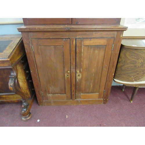 349 - Antique pine glazed top bookcase