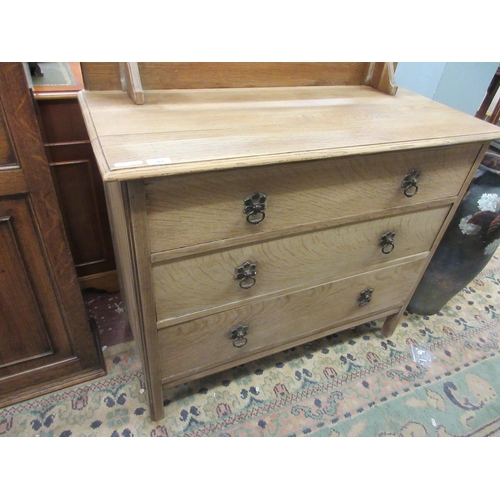 366 - Light oak, 3 drawer chest of drawers with mirror