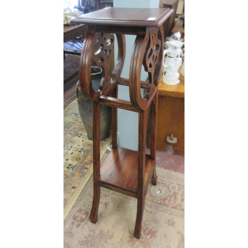 371 - Oriental style plant stand with Tree of Life carving - Approx Height 116cm