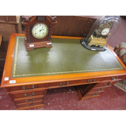 376 - Yew wood pedestal desk