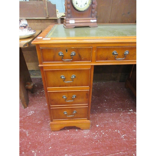 376 - Yew wood pedestal desk