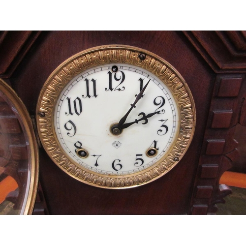 377 - Late 19thC Ansonia wooden mantle clock