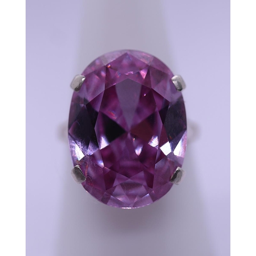 38 - Silver amethyst set ring - Size Q