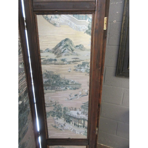 409 - Wooden room divider with inserts depicting Oriental scenes