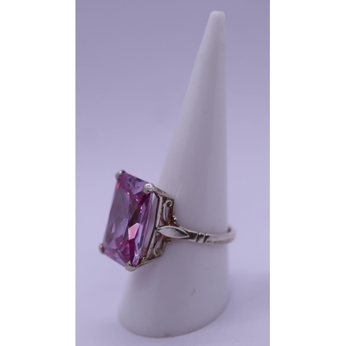 48 - Silver amethyst ring - Size Q