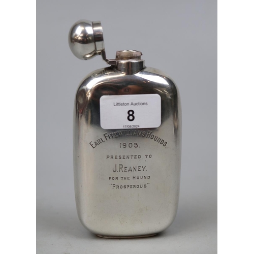 8 - Hallmarked silver hip flask - Approx gross weight 134g