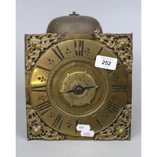 252 - Long case clock movement with brass face with pendulum