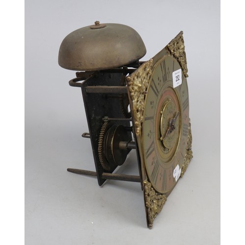 252 - Long case clock movement with brass face with pendulum